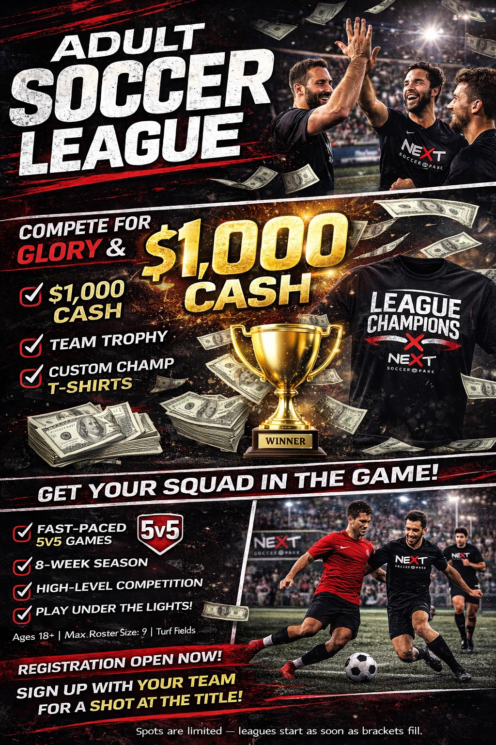 Join our 5v5 Adult Soccer League