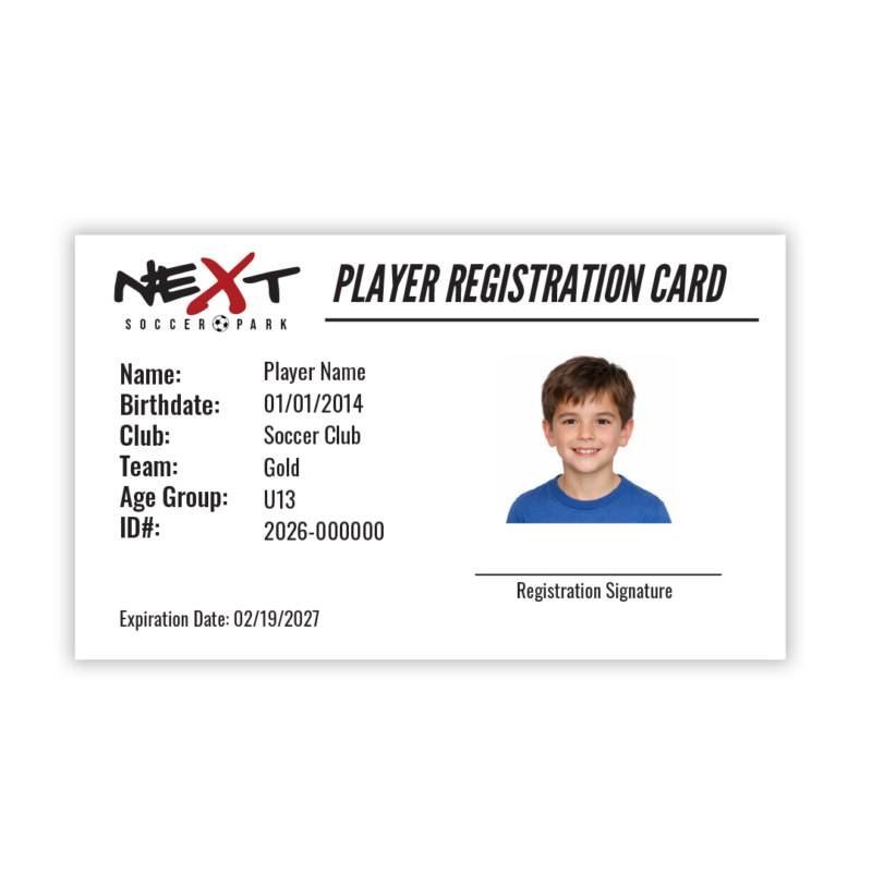 Player Registration Cards - Next Soccer Park